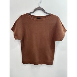 Talbots Chocolate Brown Knit Short Sleeve Top Cotton Blend S Casual Preppy
